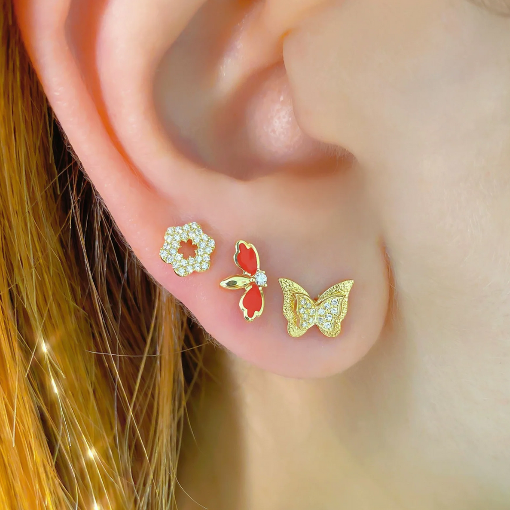 Diamond Butterfly Stud Earrings (Pair), 0.06 CTTW - Carter's Collective Fine Jewelry