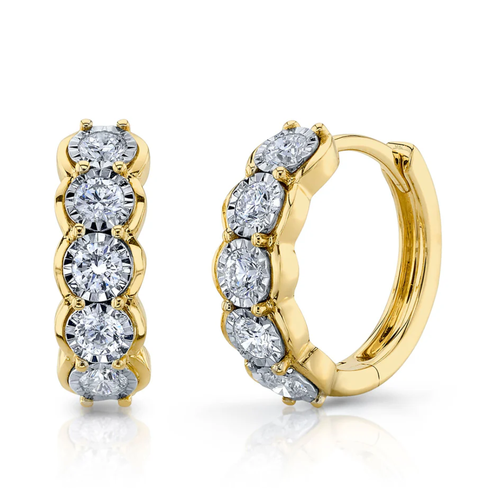 Illusion Diamond Huggie Hoop Earrings (Pair), 0.60 CTTW - Carter's Collective Fine Jewelry