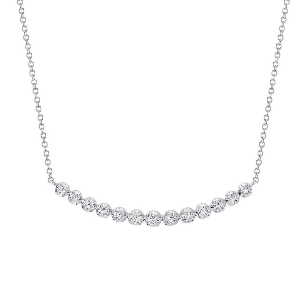 0.91ct Crown Set Graduated Diamond Bar Necklace