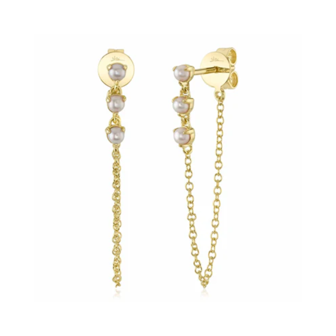 Trio Pearl Chain Earrings