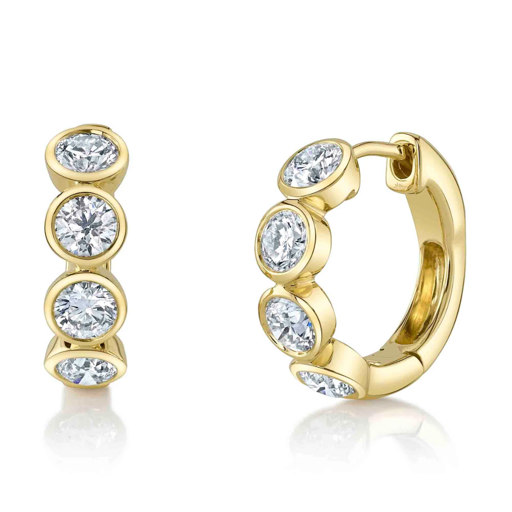 Diana Natural Diamond Bezel Huggie Hoop Essential Earrings, 1.50 CTTW - Carter's Collective Fine Jewelry