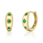 Emerald Gemstone Starburst Huggie Hoop Earrings, 0.09 CTTW - Carter's Collective Fine Jewelry