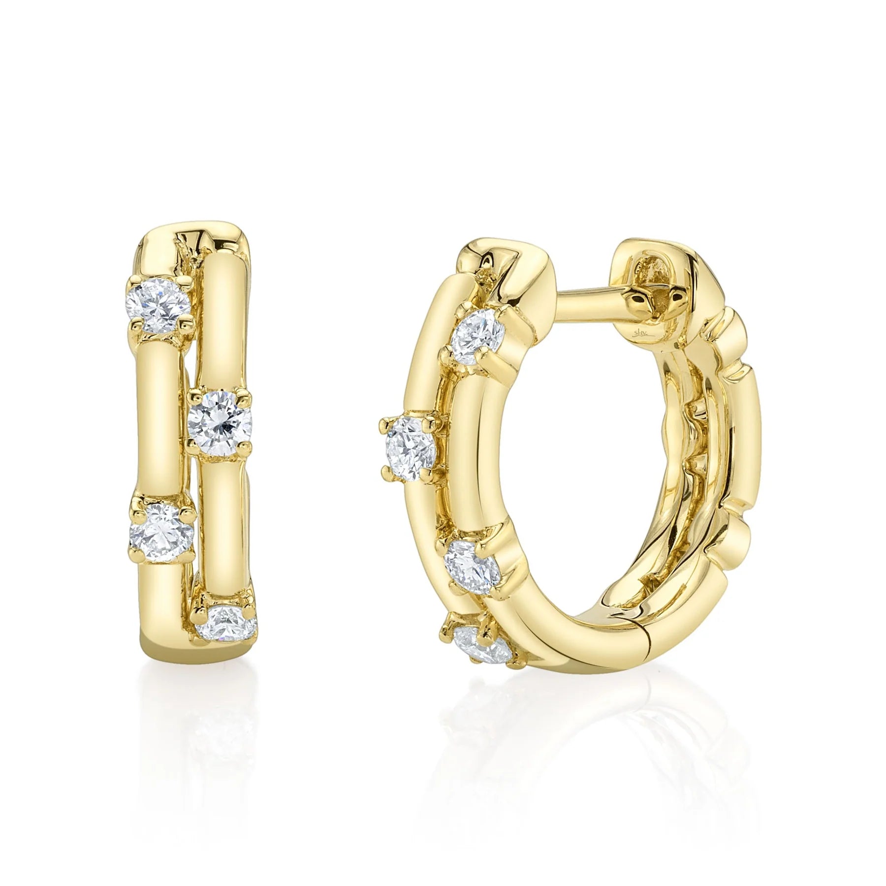 Diamond Double Row Huggies, 0.17 CTTW - Carter's Collective Fine Jewelry