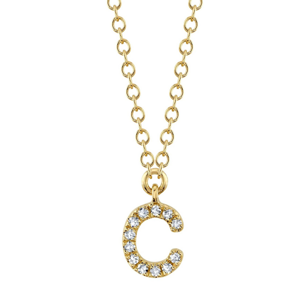 "C" Diamond Initial Necklace