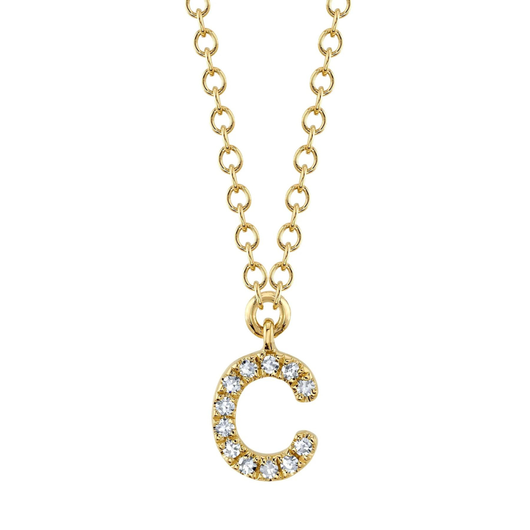 "C" Diamond Initial Necklace