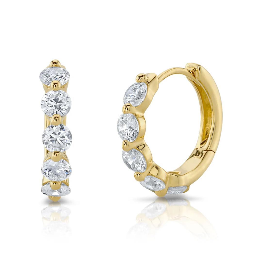 Essential Shared Prong Diamond Huggie Hoop Earrings, 0.92 CTTW