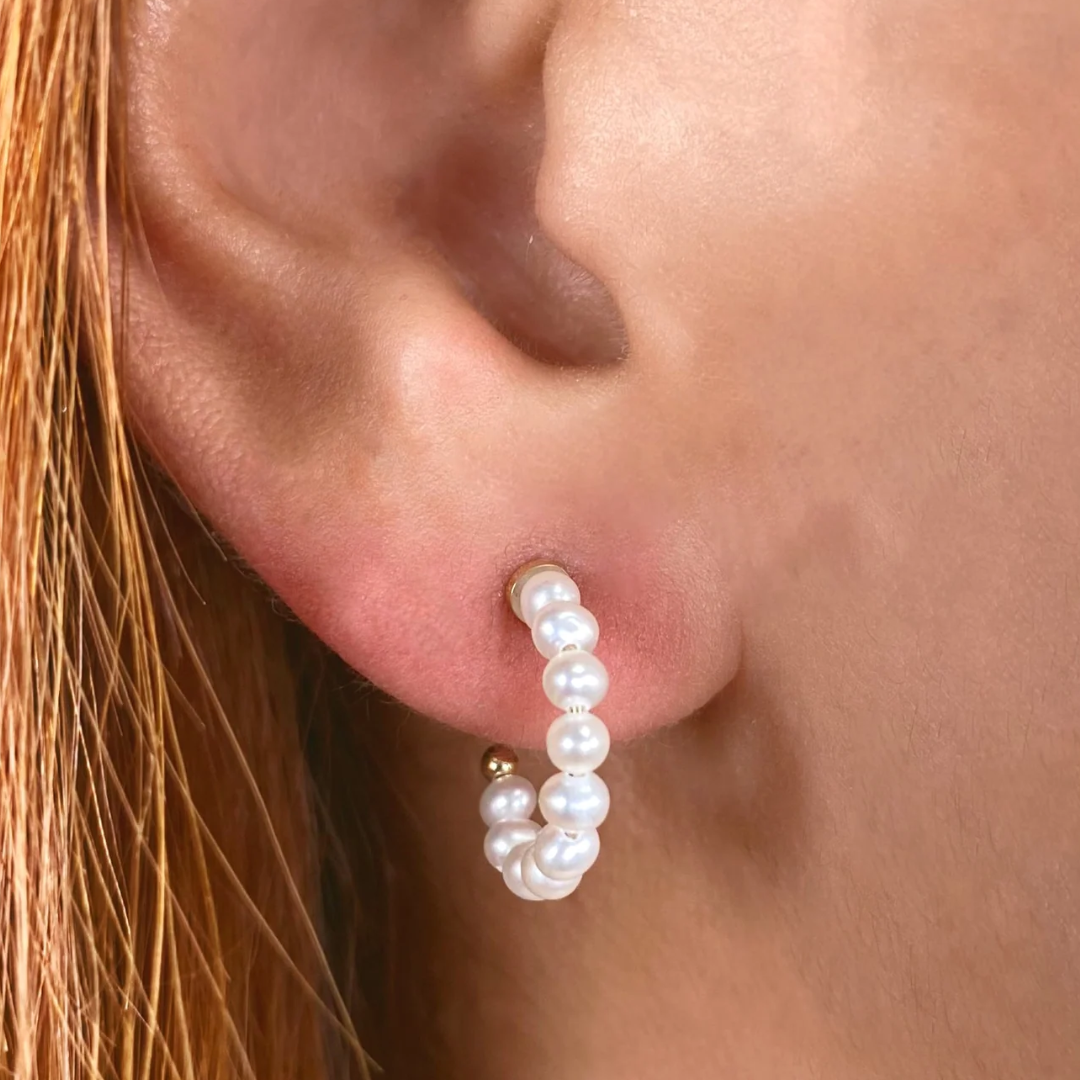 Pearl Huggie Hoop Earrings, Small - Carter's Collective Fine Jewelry