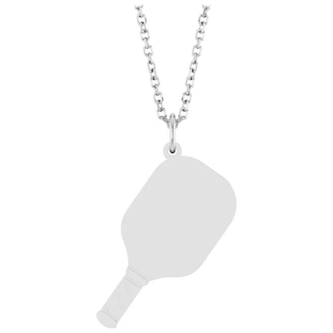 Sterling Silver Pickleball Paddle Engravable Necklace