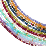 Genuine Beaded Birthstone Necklace with Gold Rondelles