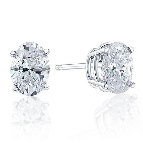 Oval Natural Diamond Stud Earrings, 2.03 CTTW - Carter's Collective Fine Jewelry