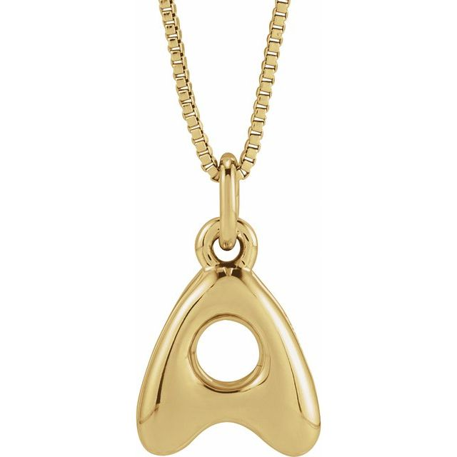 Gold Bubble Initial Pendant with Box Chain Necklace - Carter's Collective Fine Jewelry