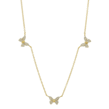 Pave Diamond Butterfly Station Necklace 16-18" - Carter's Collective Fine Jewelry