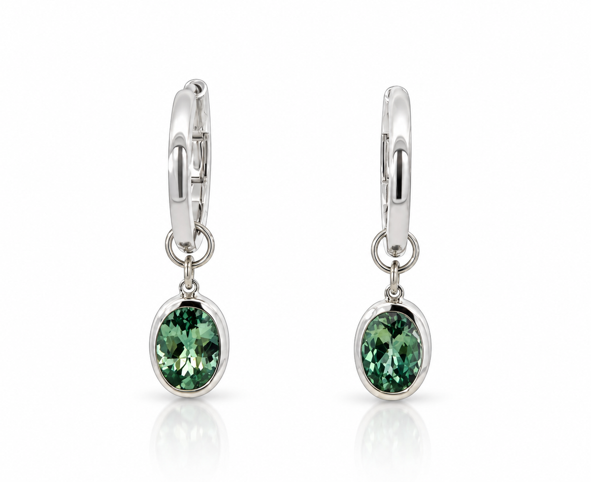 Bezel Set Malawi Fancy Sapphire Huggie Hoop Earrings