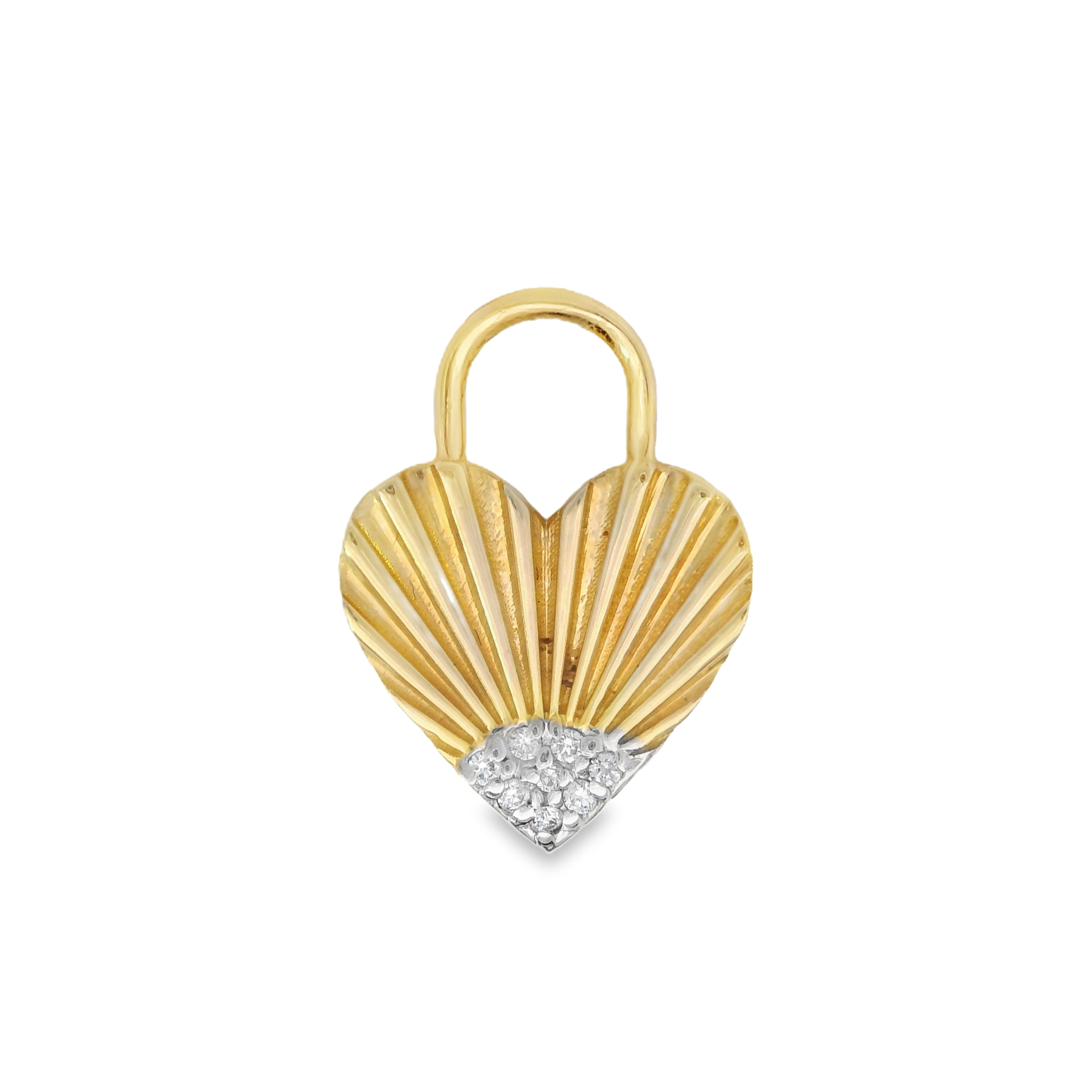 Fluted Heart Charm with Diamond Accent - Carter's Collective Fine Jewelry