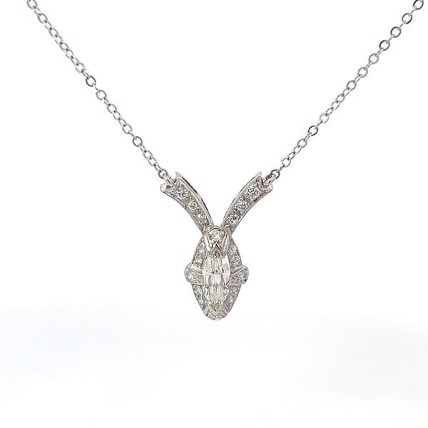 Marquise Diamond Vintage Halo Pendant