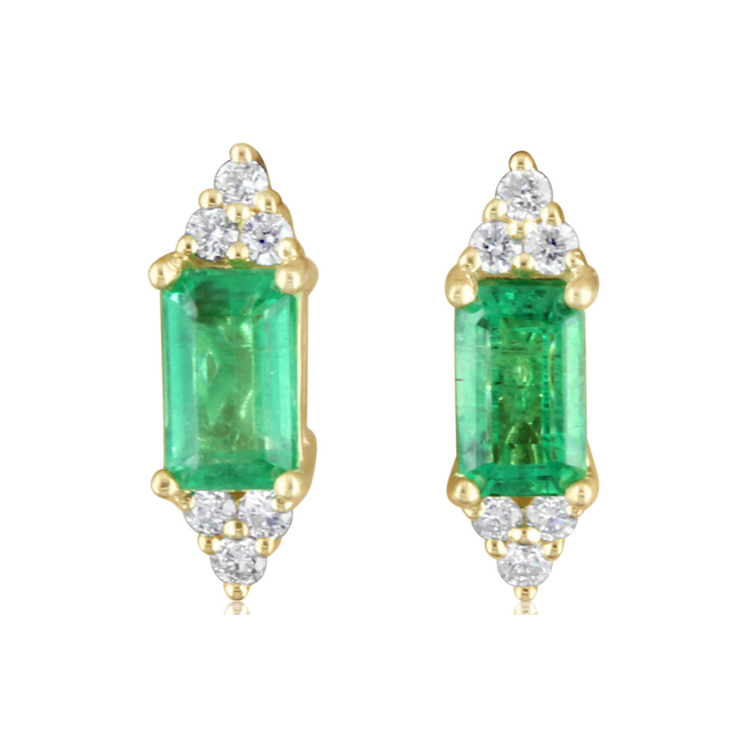 Emerald and Diamond Stud Earrings (Pair), 0.68 CTTW - Carter's Collective Fine Jewelry
