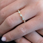 Yellow Gold Marquise Diamond Bezel Band, 0.32 CTTW