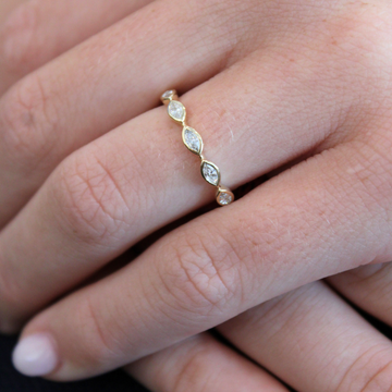 Yellow Gold Marquise Diamond Bezel Band, 0.32 CTTW