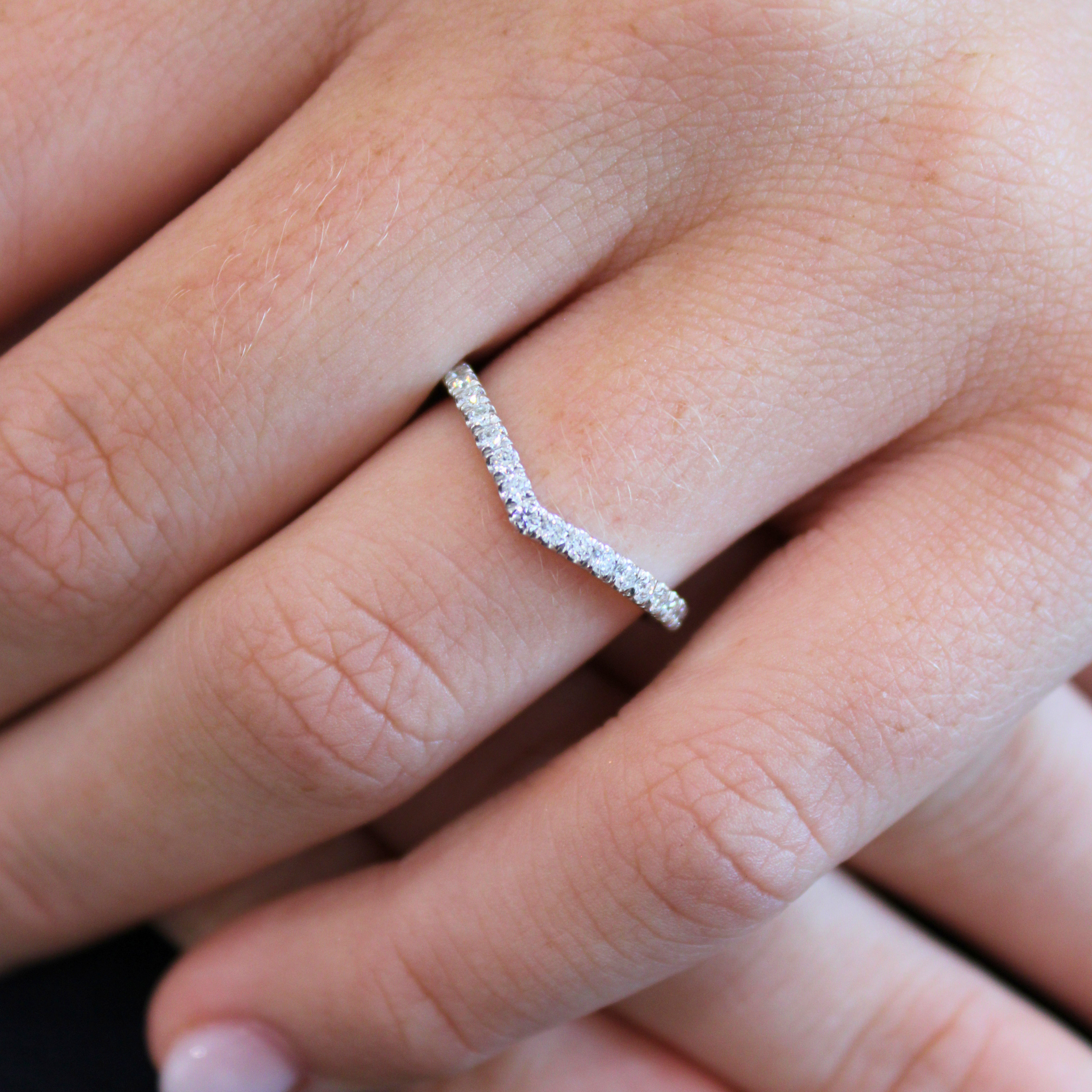 Diamond Contour “V” Wedding Band, 0.29 CTTW