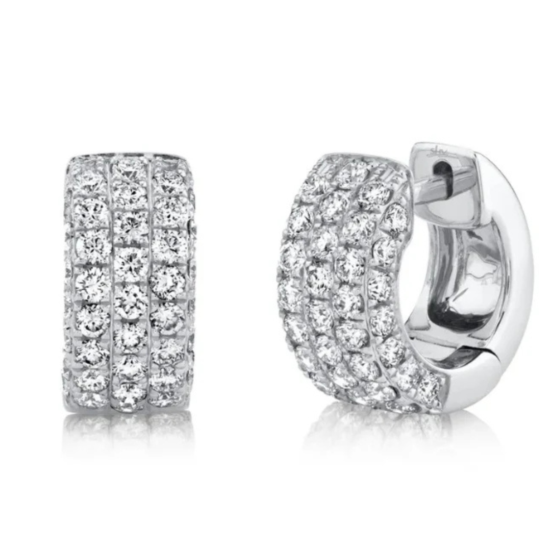 1.17ct  Pave Diamond Huggie Hoop Earring