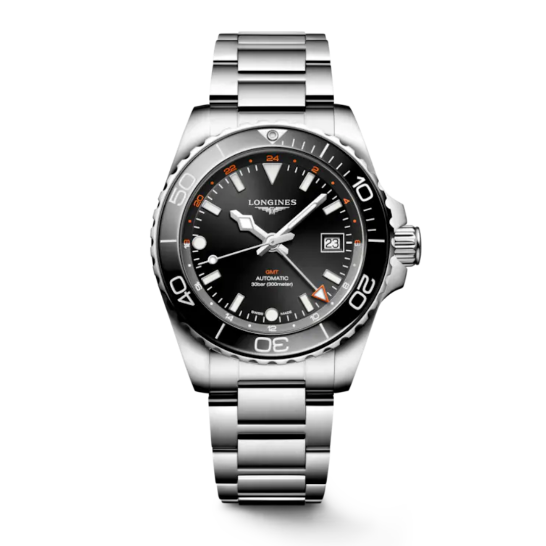 Longines "Hydroconquest GMT" Watch - Stainless Steel with Sunray Black Dial, 41mm - Carter's Collective Fine Jewelry