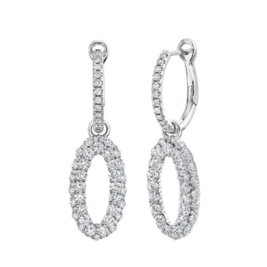 1.60ct Oval Shape Diamond Drop Earrings