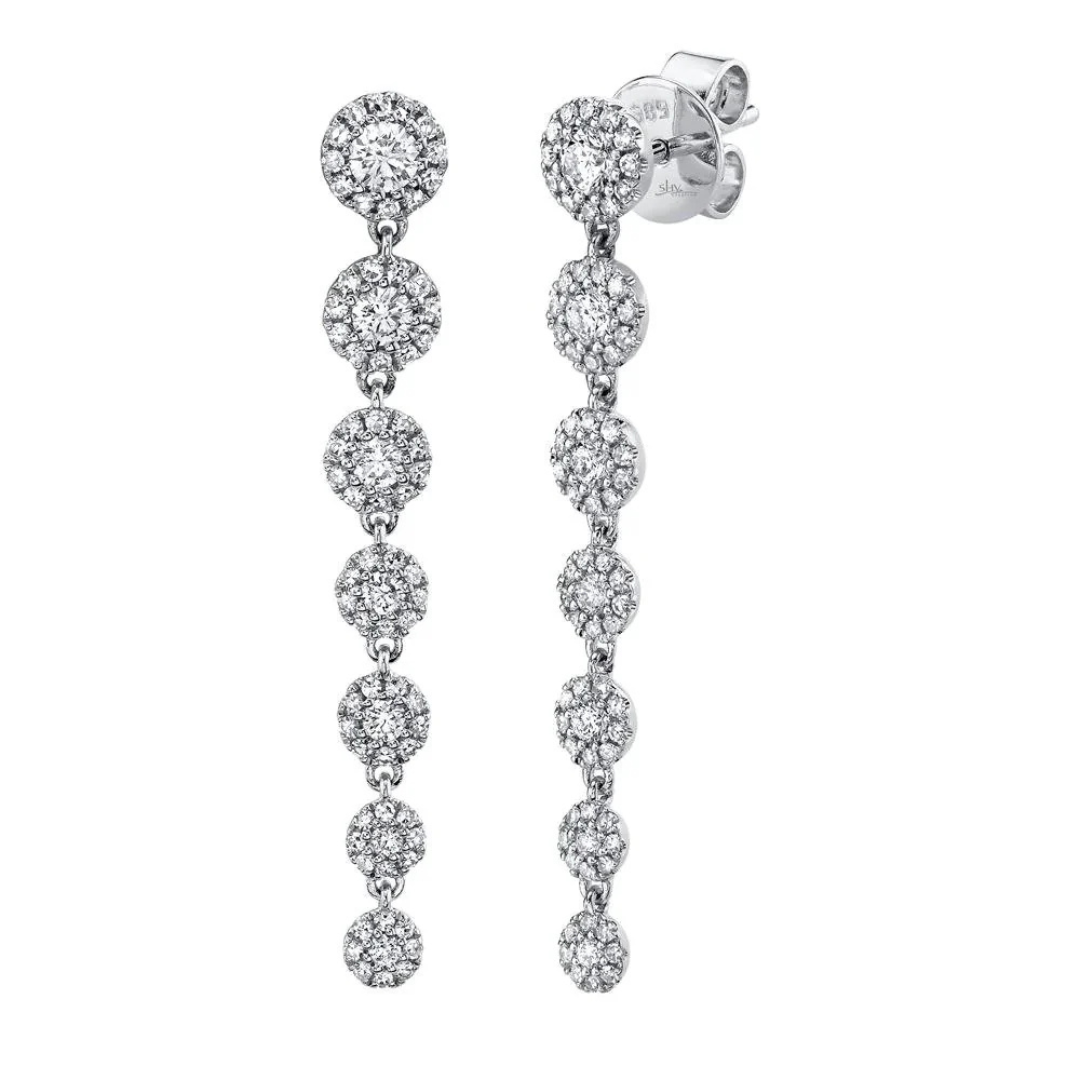 0.80cttw Round Diamond Halo Graduated Dangle Earrings