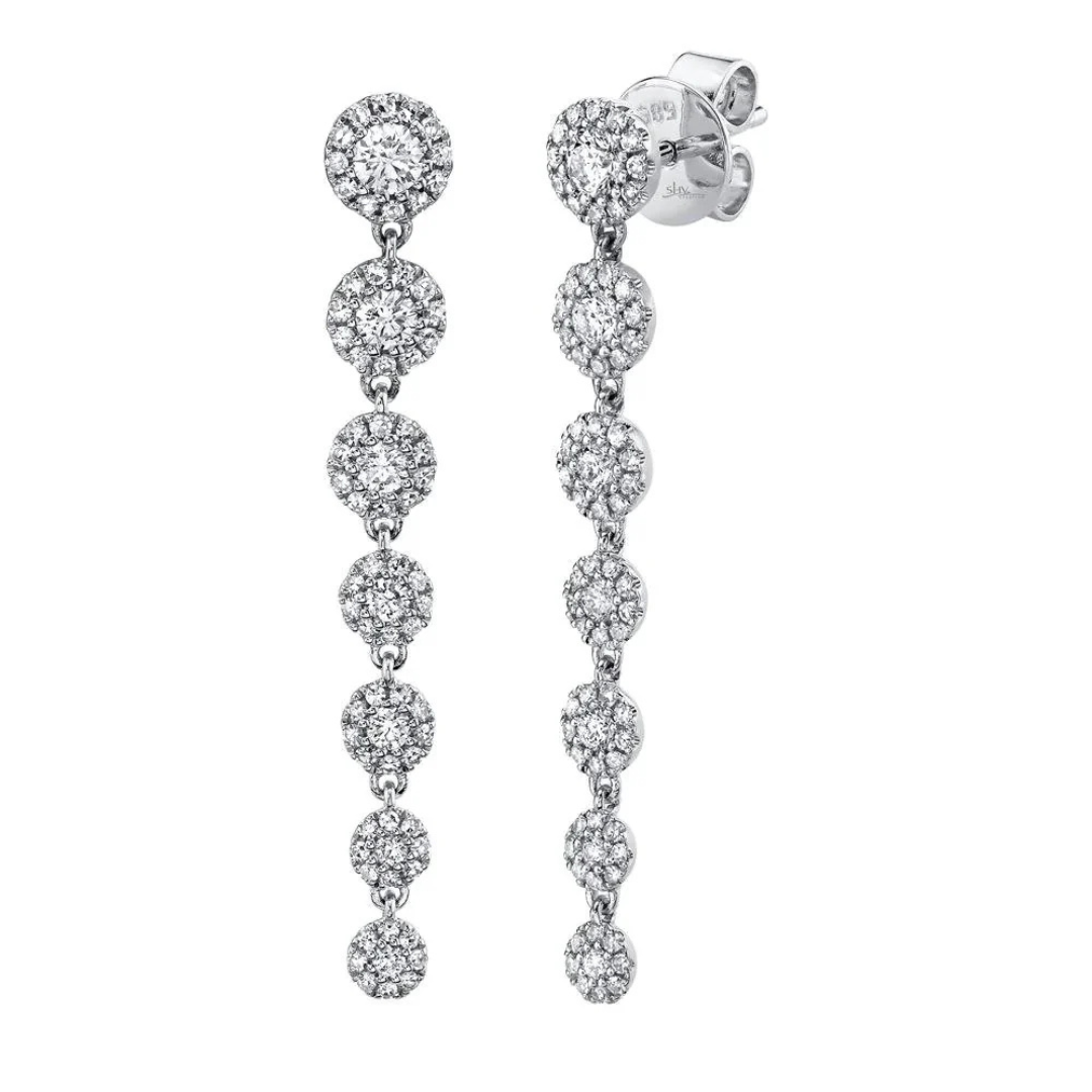 0.80cttw Round Diamond Halo Graduated Dangle Earrings - Carter's Collective Fine Jewelry