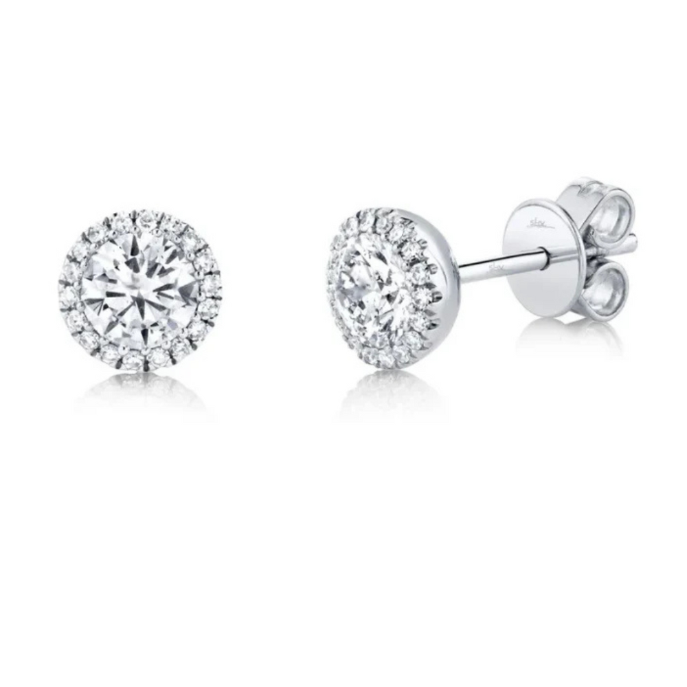 0.90ct Round Diamond Halo Stud Earrings