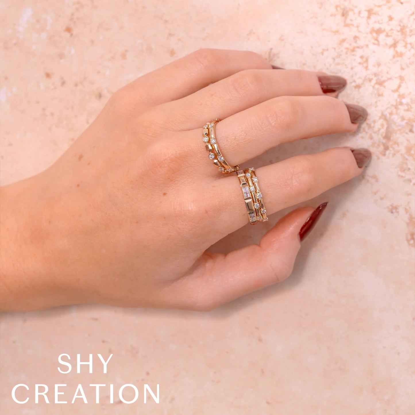 Double Wedding Band with Diamond Stations, 0.24 CTTW - Carter's Collective Fine Jewelry