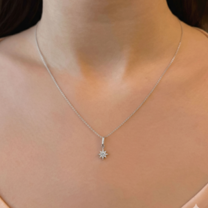 White Sapphire North Star Charm