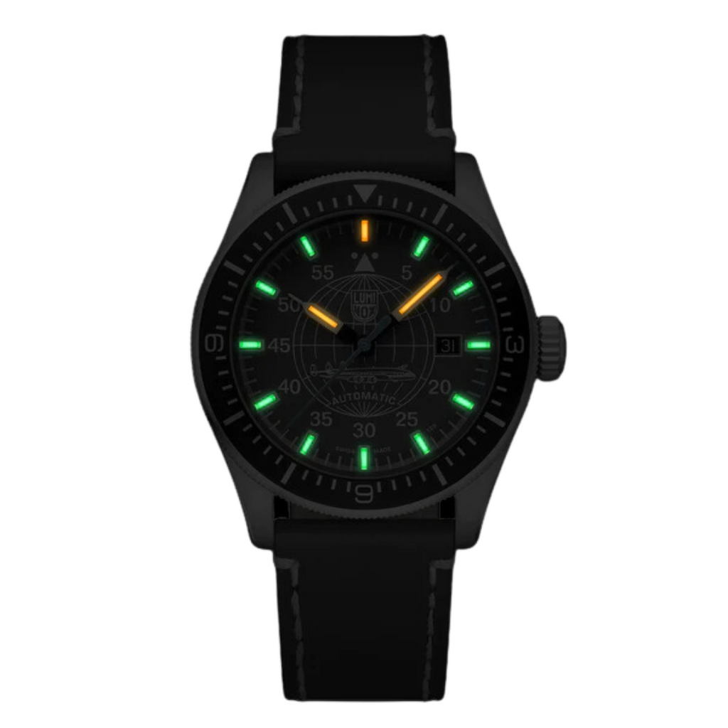 Luminox Constellation Automatic Pilot Watch with Grey Leather Strap, 42mm