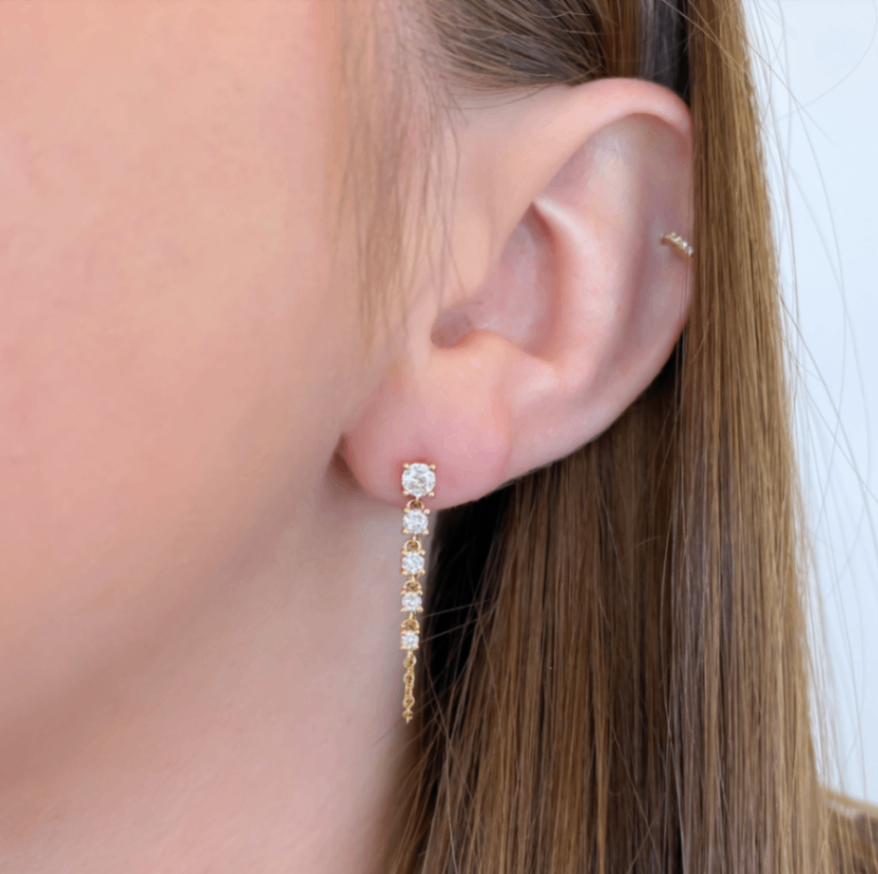 Graduated Diamond Chain Earrings