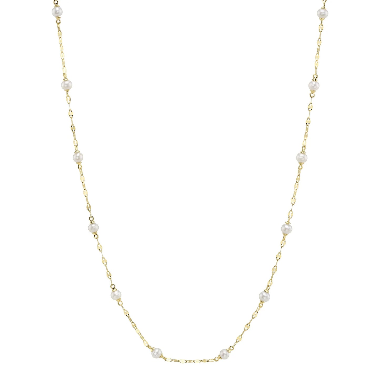 Cultured Pearl Station Sparkle Chain Necklace, 18 Inches - Carter's Collective Fine Jewelry
