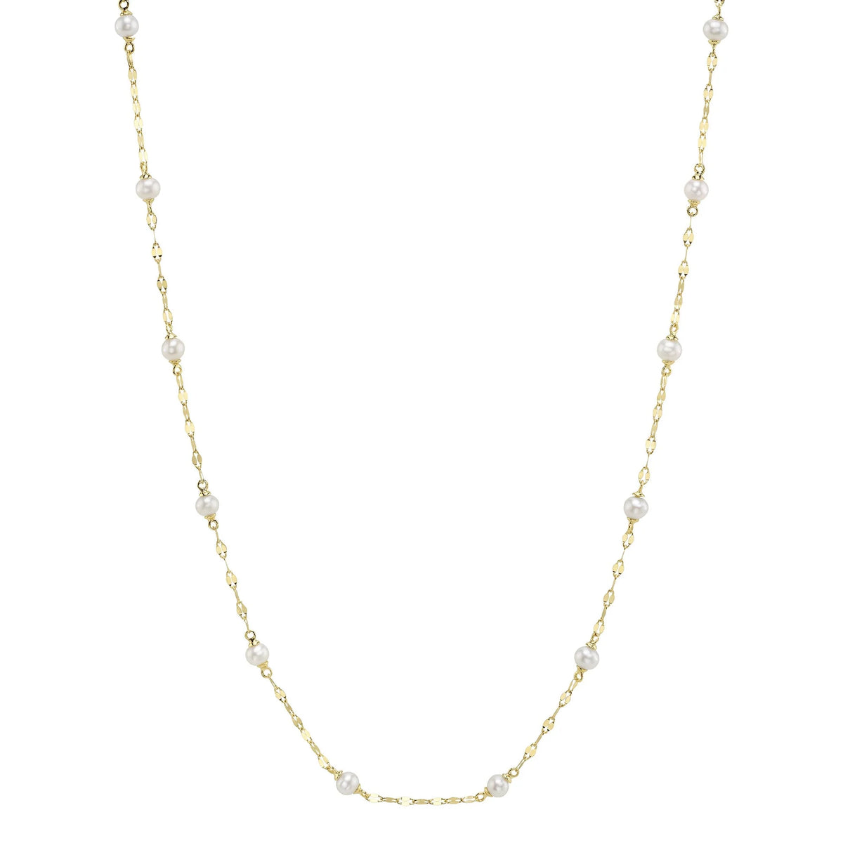 Cultured Pearl Station Sparkle Chain Necklace, 18 Inches - Carter's Collective Fine Jewelry
