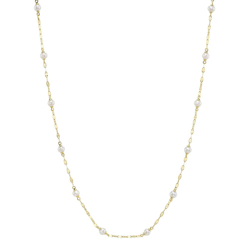Cultured Pearl Station Sparkle Chain Necklace, 18 Inches - Carter's Collective Fine Jewelry