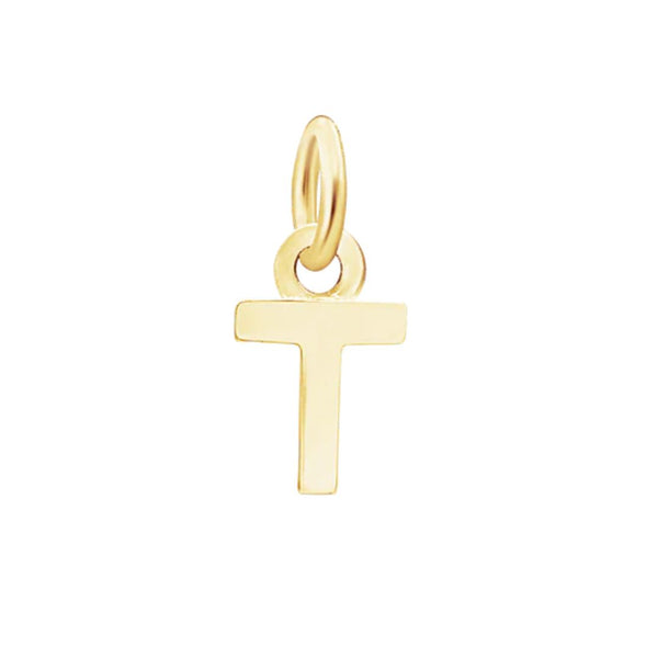 Block "T" 14 Karat Yellow Gold Initial Charm