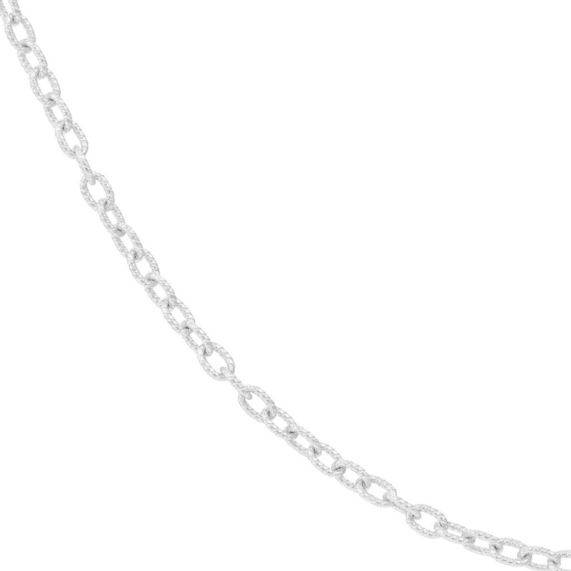 White Gold Textured Rolo Chain, 18"