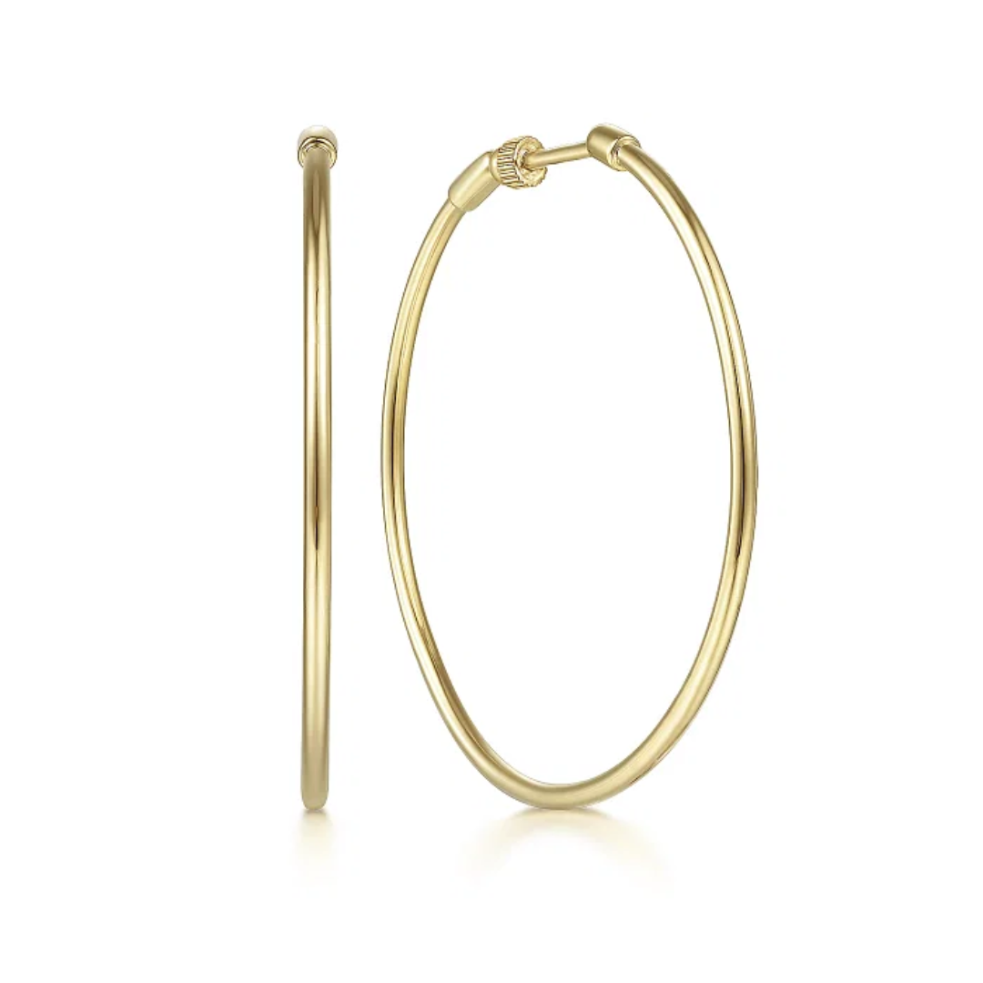 Medium Solid Gold Screwback Hoop Earrings