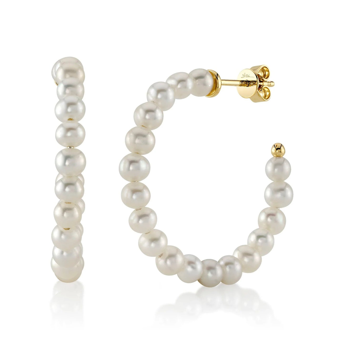 Medium Pearl Hoop Earrings