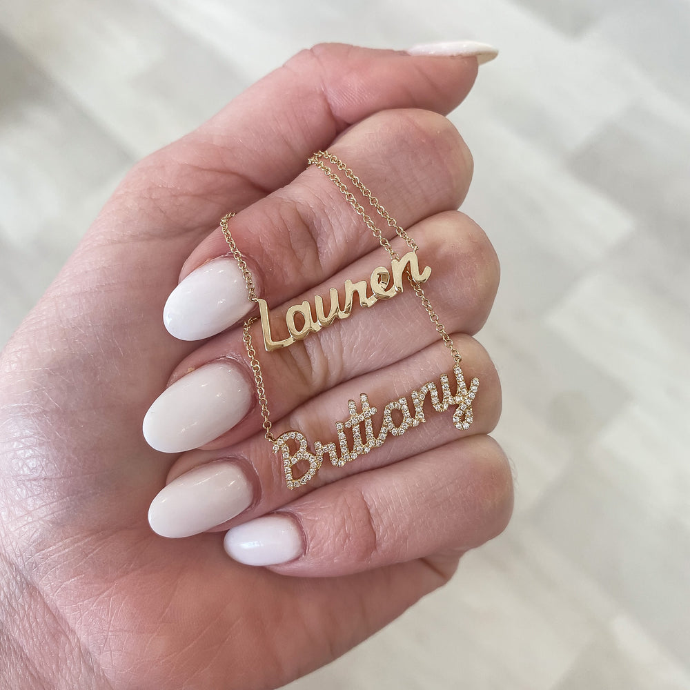 Brittany Diamond Script Name Necklace