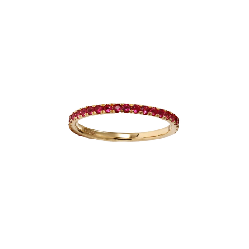 18K Yellow Gold Ruby Straight Stackable Band