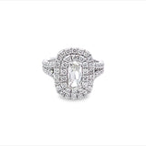 Previously Loved Elongated Cushion Diamond Double Halo Engagement Ring