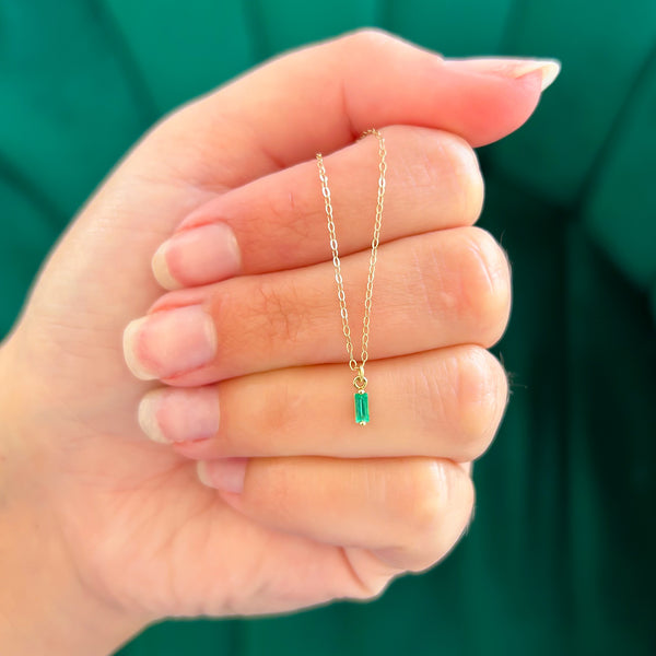 Baguette Emerald Gemstone Necklace