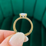 Pear Double Row Diamond Band Engagement Ring Setting (Does Not Include Center Stone)