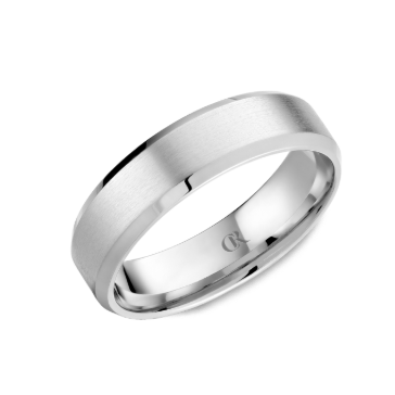 Men's Wedding Band with Sandpaper Center and High Polish Sides, 6mm - Carter's Collective Fine Jewelry