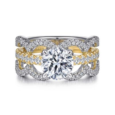 Scalloped Diamond Semi Mount Engagement Ring (DOES NOT INCLUDE CENTER STONE)