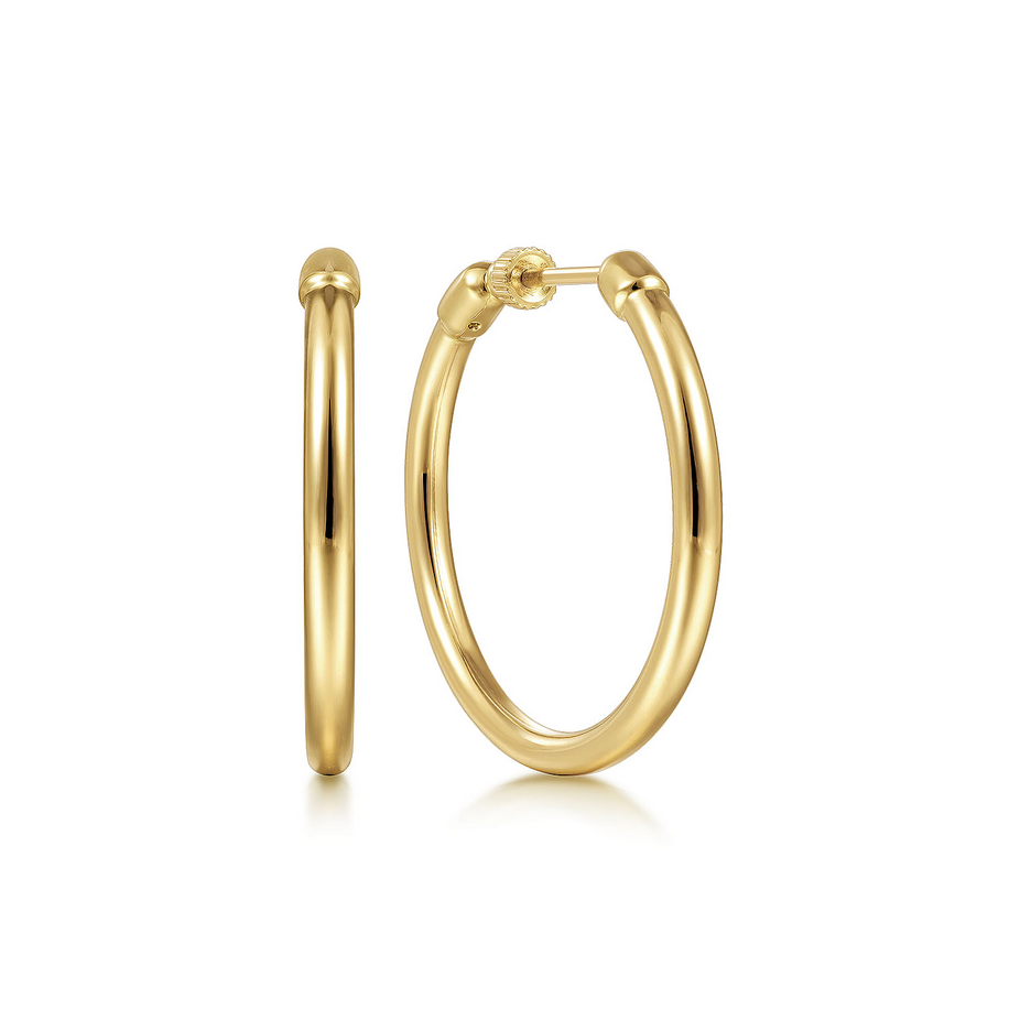 Round Plain Gold Hoop Earrings (Pair), Size 30mm - Carter's Collective Fine Jewelry