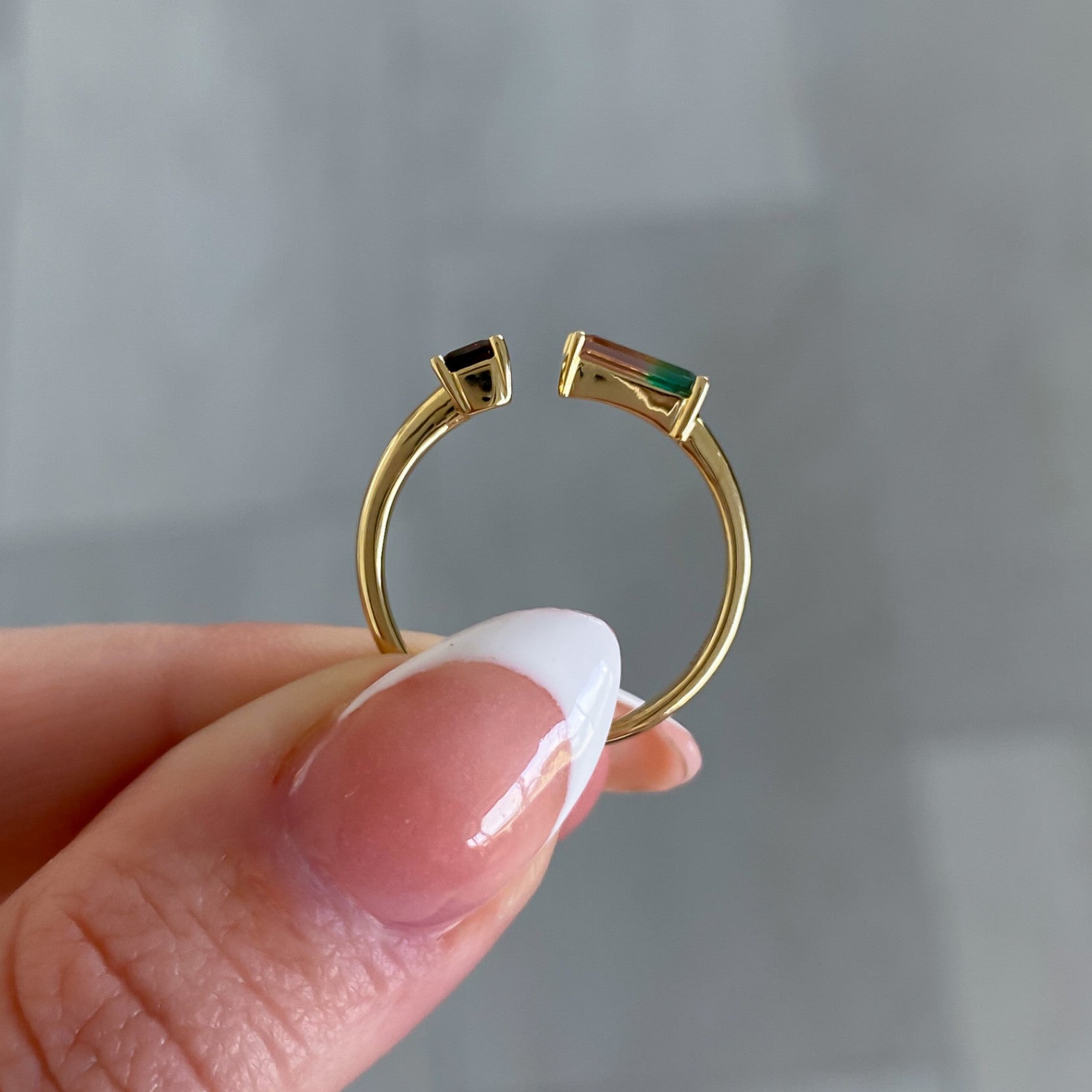 Watermelon Tourmaline Two Stone Ring - Last Chance - Carter's Collective Fine Jewelry