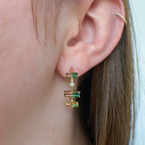 Watermelon Tourmaline Half Hoop Earrings